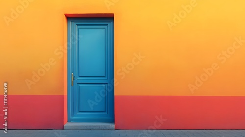 A Teal Door on a Colorful Building Wall