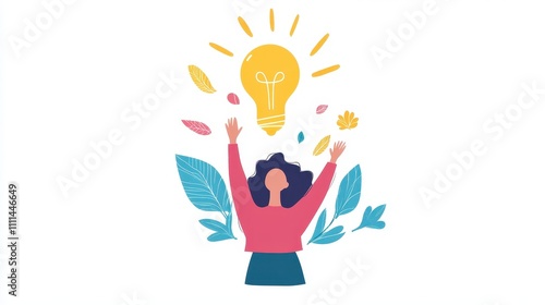 Inspiration and Creativity Concept with Woman Raising Arms