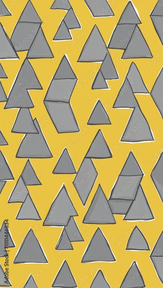 Gray Rhombus pattern hand drawn design on Yellow background illustration Gray Rhombus pattern hand drawn design on Yellow background illustration