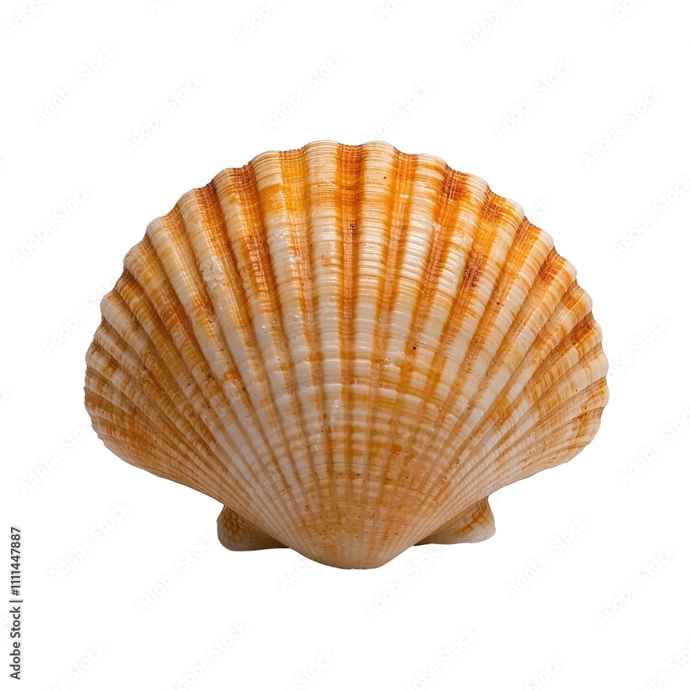 Close up of a Scallop Shell Isolated On White Background Close up of a Scallop Shell Isolated On White Background