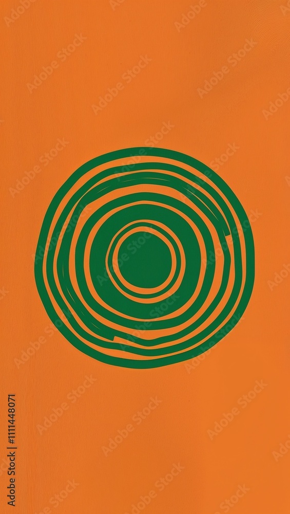 Green Circle pattern hand drawn design on Orange background illustration Green Circle pattern hand drawn design on Orange background illustration