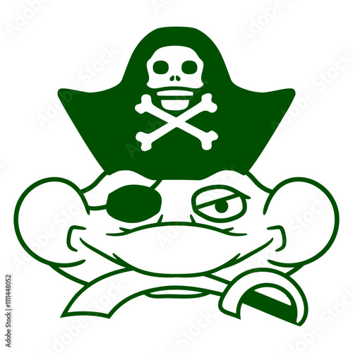 Frog Captain Hat Toad Funny Cool Comic Cartoon Fun Design Lover Art Vector Illustration Card T-Shirt Poster Sticker Graphic Print Decorative Drawing Isolated Logo Decoration Symbol Creative Cool Style