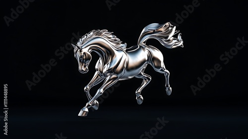 Chrome Stallion: A 3D Rendered Horse in Motion AI Generated photo