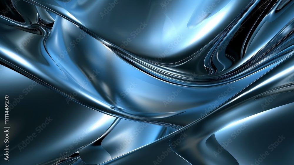 Flowing metallic blue waves glow in an abstract design, modern and futuristic. Shiny texture creates a liquid appearance, adding energy Flowing metallic blue waves glow in an abstract design, modern and futuristic. Shiny texture creates a liquid appearance, adding energy