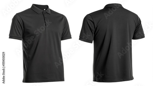 Blank Black Color Polo T-Shirt Mockup Template Design Isolated on White Background