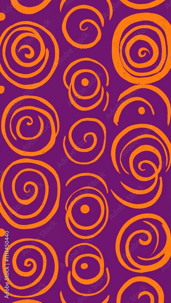 Orange Circle pattern hand drawn design on Purple background illustration Orange Circle pattern hand drawn design on Purple background illustration
