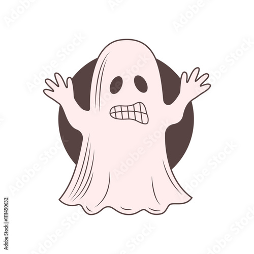 Cute Scary Horrible Ghost Horror Cartoon Character Wearing White Cloth