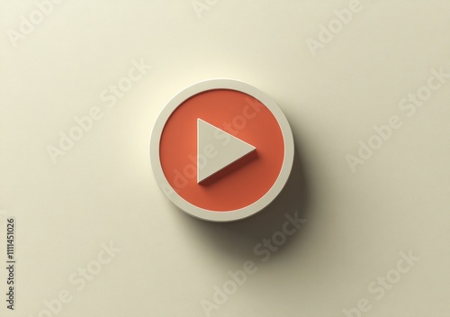 Circular Video Play Button Icon in Modern Flat Design photo