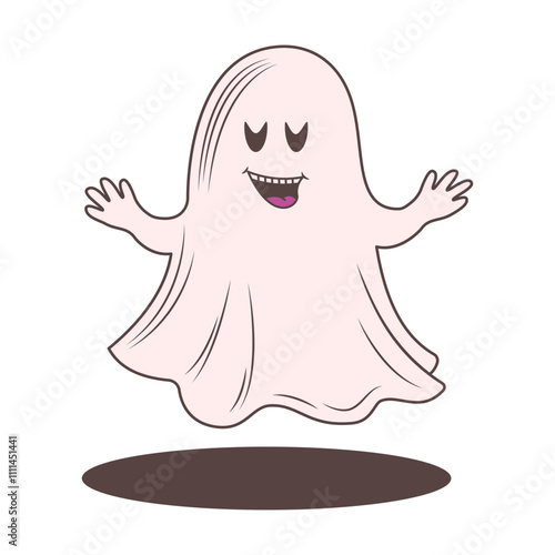 Cute Scary Horrible Ghost Horror Cartoon Character Wearing White Cloth