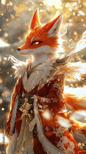 Majestic Orange Fox Dressed In Elegant Robes photo