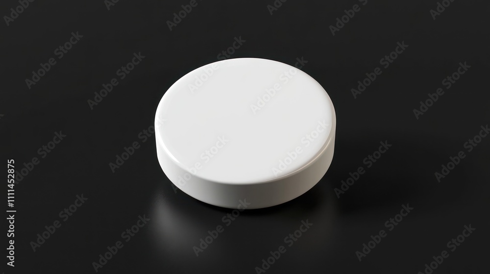 white round tablet isolated on black background. white round tablet isolated on black background.