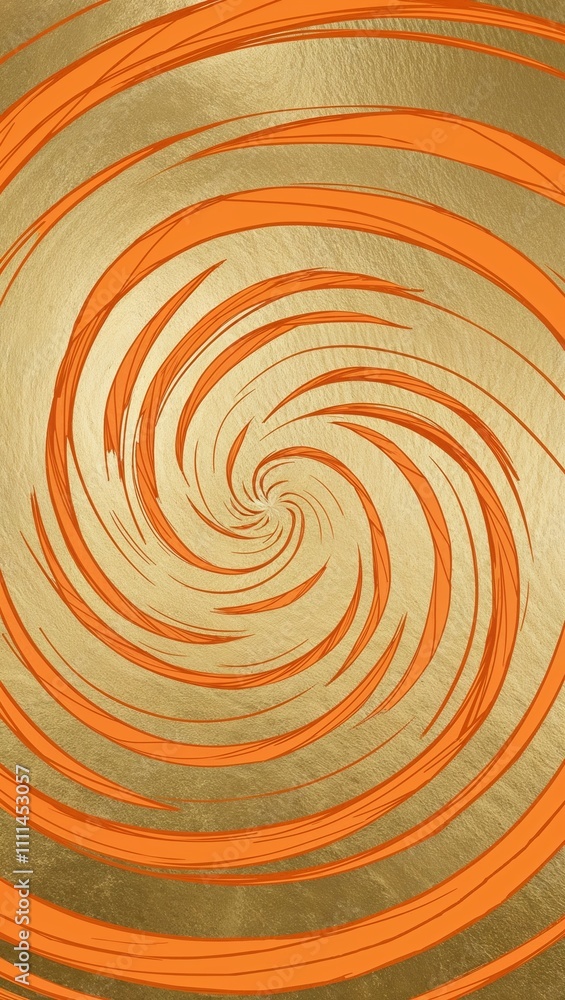 Orange Spiral pattern hand drawn design on Gold background illustration Orange Spiral pattern hand drawn design on Gold background illustration