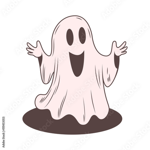 Cute Scary Horrible Ghost Horror Cartoon Character Wearing White Cloth