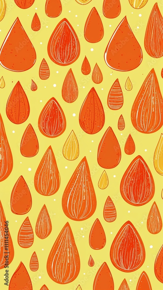 Orange Tear drop pattern hand drawn design on Blue background illustration Orange Tear drop pattern hand drawn design on Blue background illustration