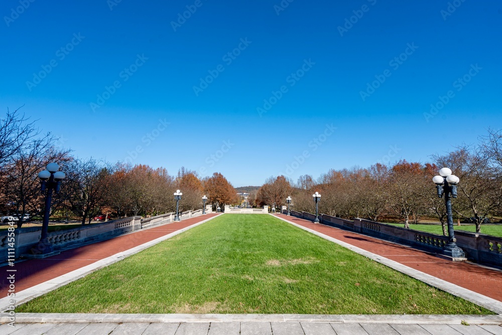 The area surrounding the Kentucky State Capitol in Frankfort, KY on a cold Autumn day