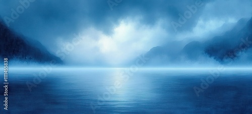 Misty Seascape Impressionism Soft Blue Hues Gentle Reflections Tranquil Atmosphere Sunshine