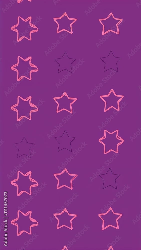 Pink Star pattern hand drawn design on Purple background illustration Pink Star pattern hand drawn design on Purple background illustration