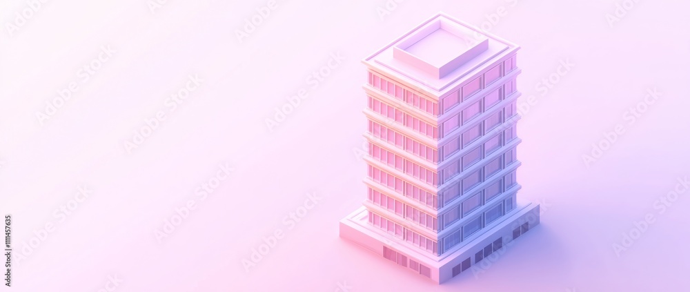 A stylized modern building with an elegant pastel gradient background. A stylized modern building with an elegant pastel gradient background.