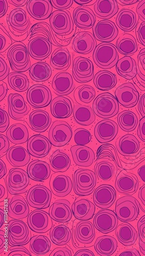 Purple Circle pattern hand drawn design on Pink background illustration