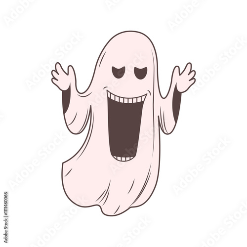 Cute Scary Horrible Ghost Horror Cartoon Character Wearing White Cloth