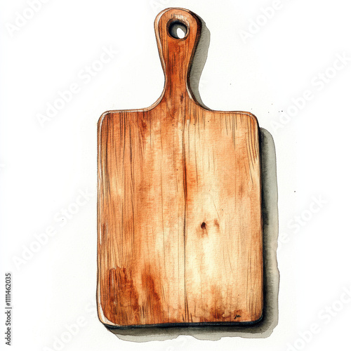Wooden cutting board illustration with rustic design and texture