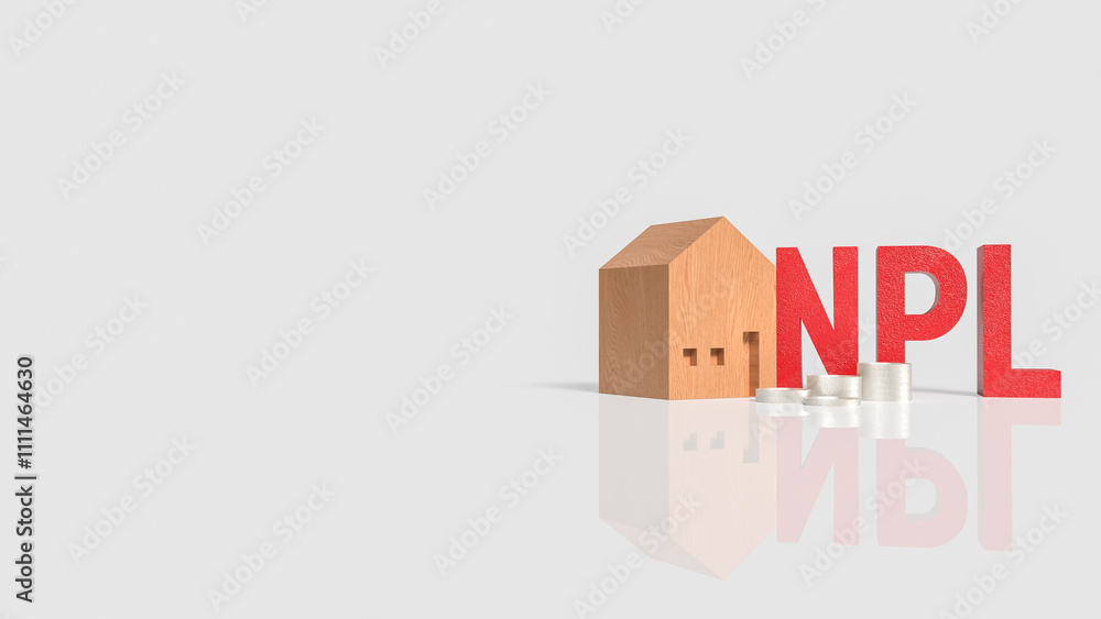 The Red NPL and House for DEBT or Property concept 3d rendering.. The Red NPL and House for DEBT or Property concept 3d rendering..