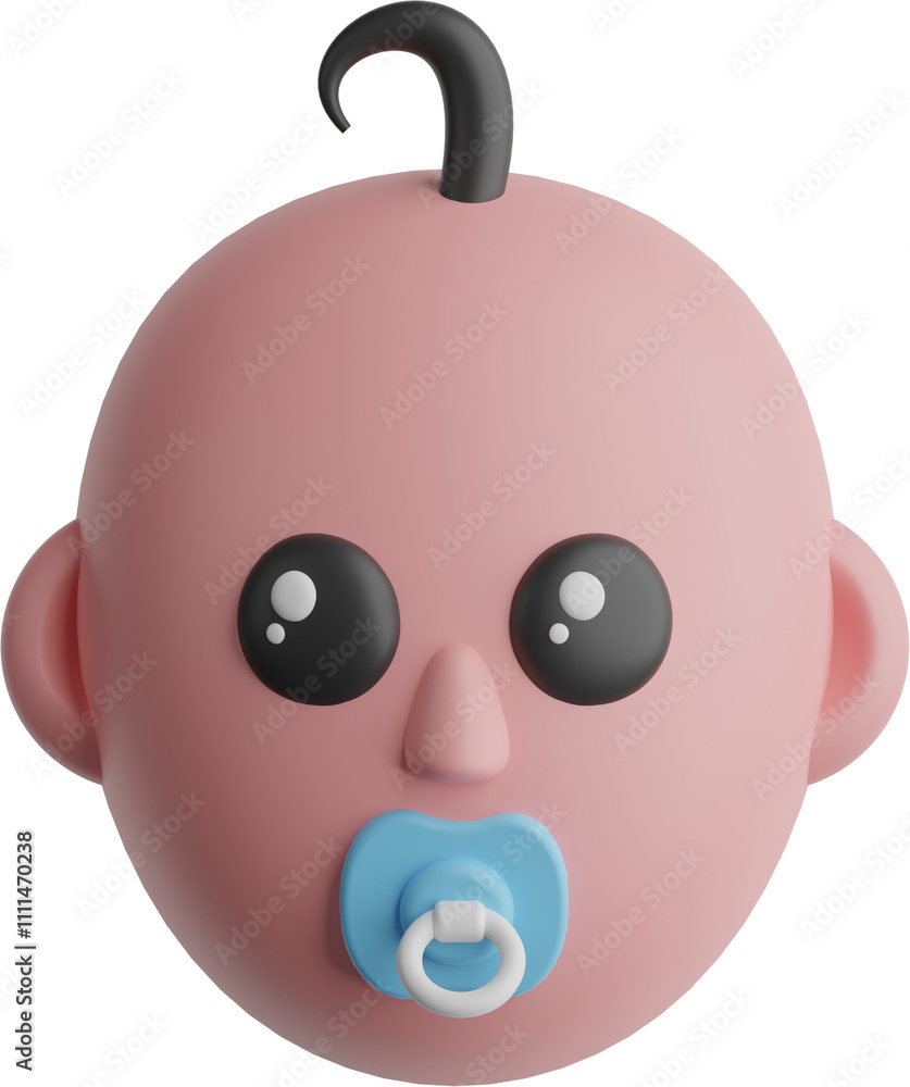 Fototapeta premium Happy baby 3D icon showing joy and baby care