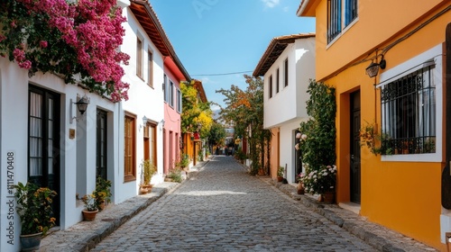 Charming shopping streets lined with boutique stores street cafes and traditional architecture in a quaint and vibrant European town  Inviting atmosphere for strolling browsing