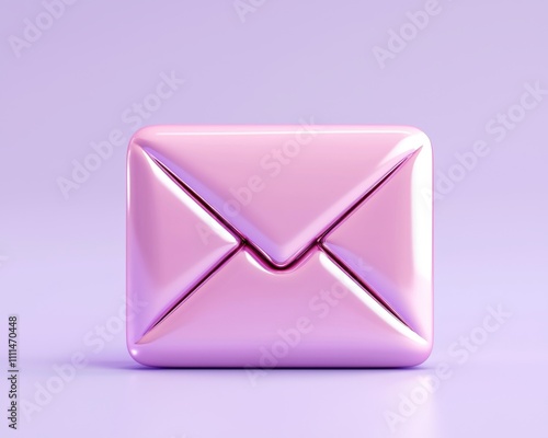 A shiny, pink envelope rests on a smooth, purple surface, showcasing modern and playful design elements.