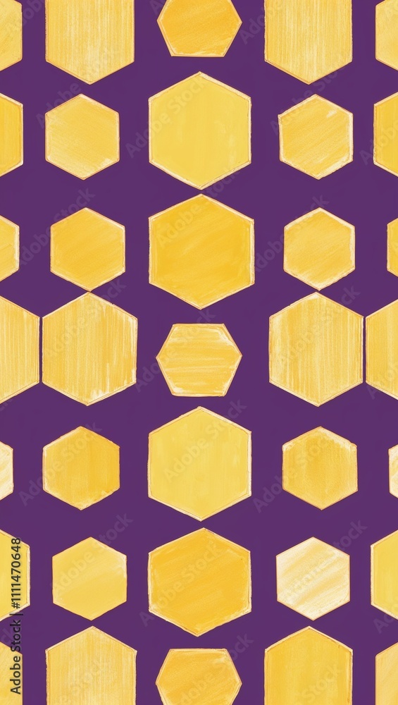 Yellow Hexagon pattern hand drawn design on Pink background illustration Yellow Hexagon pattern hand drawn design on Pink background illustration