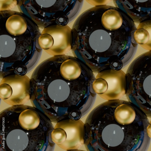 Golden Sphere Abstract Background Shiny Metallic Balls Texture Luxury Design Element. 3D render illustration