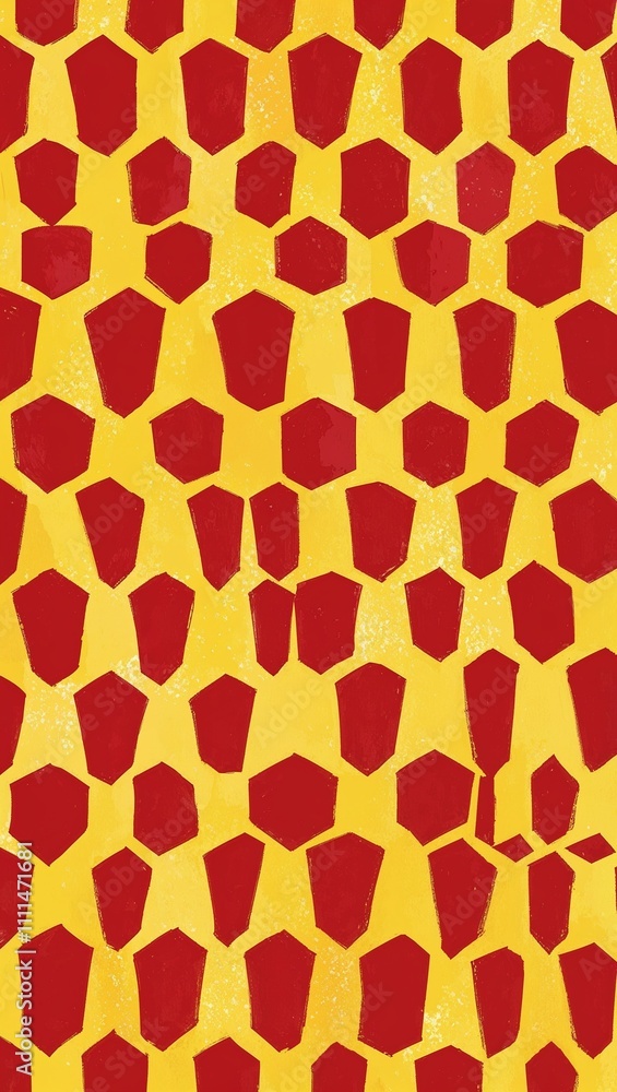 Yellow Rhombus pattern hand drawn design on Red background illustration Yellow Rhombus pattern hand drawn design on Red background illustration