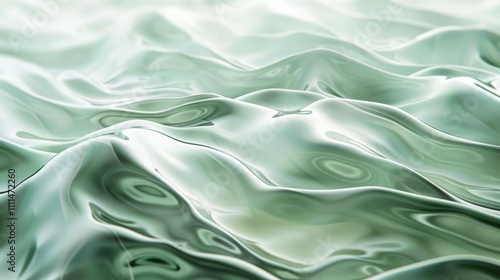 Smooth waves and ripples forming on the surface of flowing green liquid, creating a mesmerizing abstract pattern photo