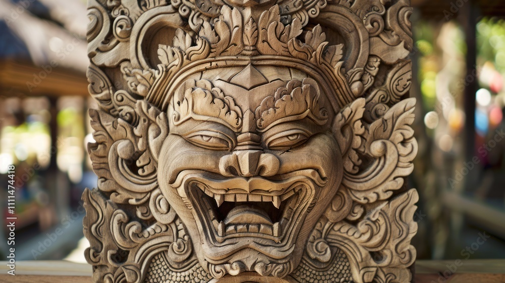 Fototapeta premium creative wood carving background, traditional wood carving.