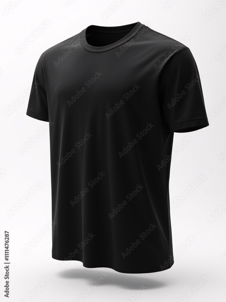 A plain black sports t-shirt mockup made from lightweight and breathable fabric, featuring short sleeves and a crew neck. Isolated on a white background with soft studio lighting. Perfect for branding A plain black sports t-shirt mockup made from lightweight and breathable fabric, featuring short sleeves and a crew neck. Isolated on a white background with soft studio lighting. Perfect for branding