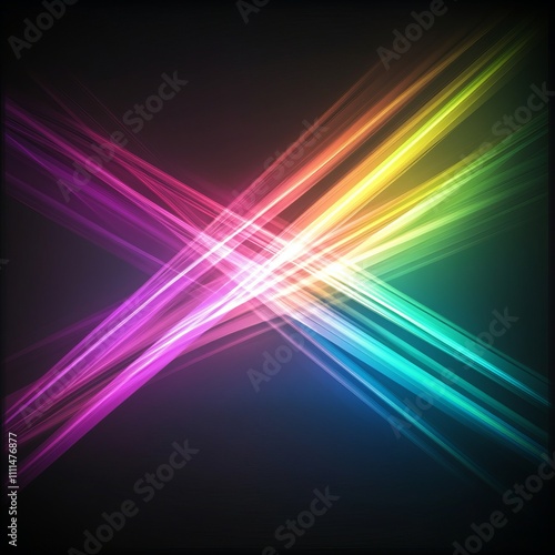 Abstract colorful glowing lines crossing.