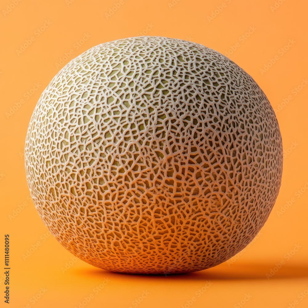 Whole Cantaloupe Melon on Light Orange Background Whole Cantaloupe Melon on Light Orange Background
