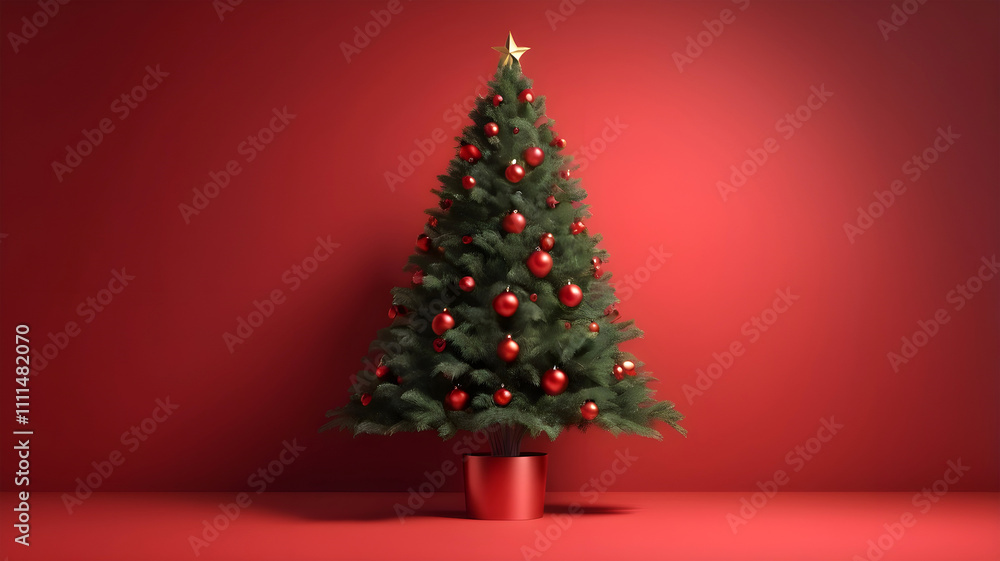 Christmas tree with empty red background Christmas tree with empty red background