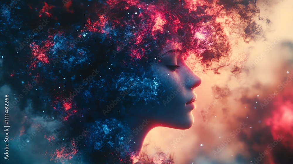 AI concept with neon effects, close up on intelligence, surreal Double exposure in a futuristic workspace AI concept with neon effects, close up on intelligence, surreal Double exposure in a futuristic workspace