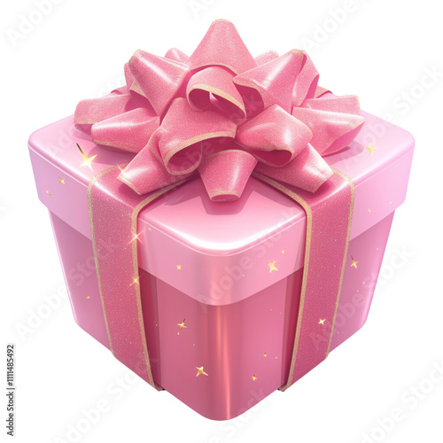 A 3D Gift box wrapped in Glitter Pink glossy wrapping paper