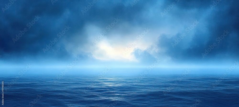 Misty Seascape with Soft Blue Hues and Tranquil Reflections Misty Seascape with Soft Blue Hues and Tranquil Reflections