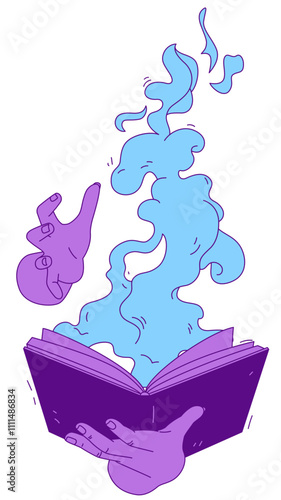 Hands holding a magic book