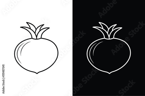Editable Kohlrabi Line Art Vector. Perfect for Modern Designs