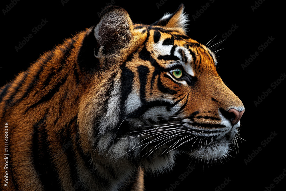 Obraz premium Majestic Tiger Profile Against Dark Background