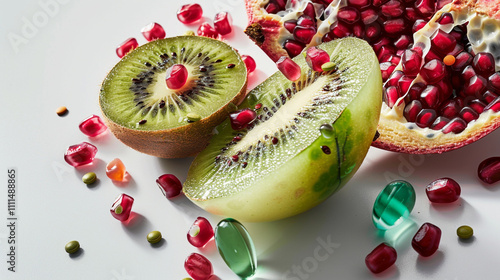 kiwi and pomegranate photo