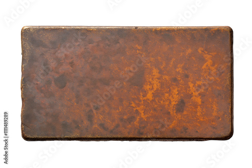 Rustic Metal Sign with Engraved Text - Distressed and Rusty Texture on White Background photo