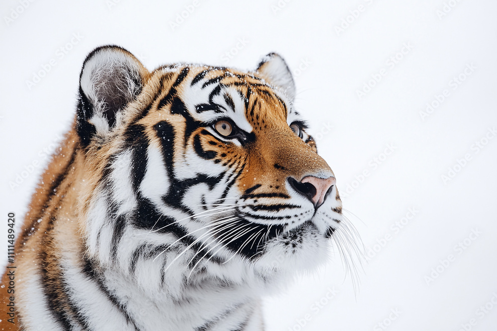 Siberian Tiger in Winter Snow Covered Fur Siberian Tiger in Winter Snow Covered Fur