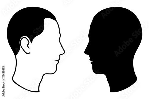 Human head profile silhouette. vector illustration.