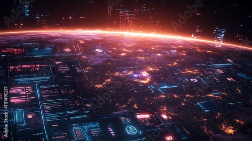 A glowing Earth with swirling data streams  notification icons popping up across the surface  bright lines connecting major cities  holographic overlays of live updates 