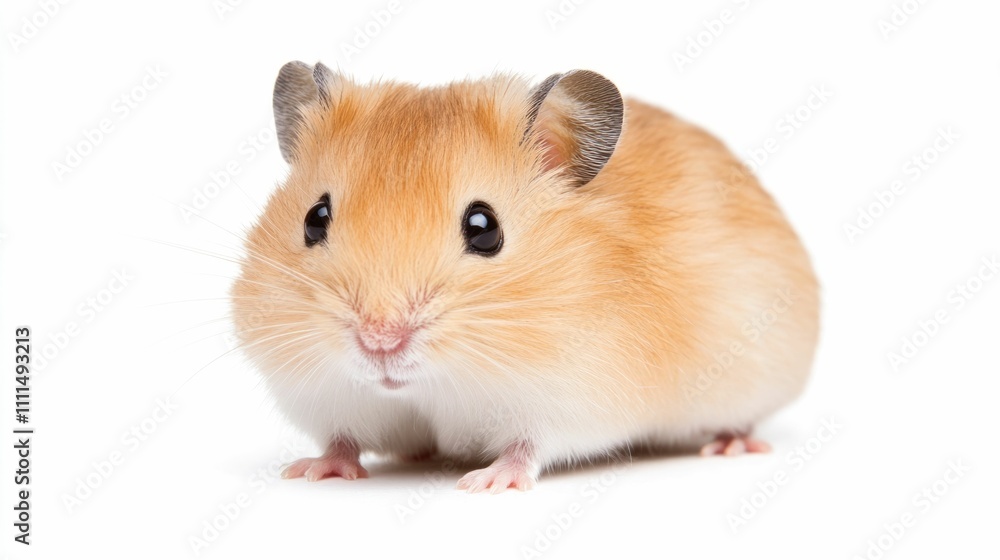 Closeup portrait of a cute and fluffy hamster sitting on clean bedding with a playful wheel showcasing the adorable and gentle nature of this popular domestic pet Closeup portrait of a cute and fluffy hamster sitting on clean bedding with a playful wheel showcasing the adorable and gentle nature of this popular domestic pet